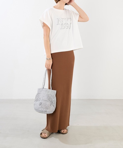 MICA&DEAL（マイカ＆ディール）の「"NYC1990"ロゴT-shirt（Tシャツ/カットソー・レディース・チャコールグレー/ホワイト/ベージュ/ピンク・FREE）」の8枚目の写真