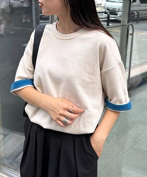 CIAOPANIC TYPY(チャオパニックティピー)の「【真夏でも着れる】ユニセックスキープシェイプフライス半袖Tee(Tシャツ/カットソー・メンズ・ライトグレー/ブラック/ホワイト/ベージュ/グレー/ミント/カーキ/ホワイト系その他・MEDIUM/LARGE/X-LARGE)」の2枚目の写真