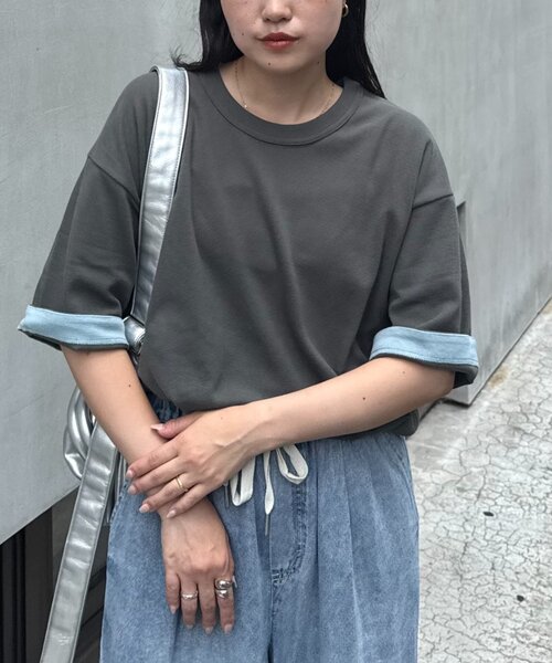 CIAOPANIC TYPY(チャオパニックティピー)の「【真夏でも着れる】ユニセックスキープシェイプフライス半袖Tee(Tシャツ/カットソー・メンズ・ライトグレー/ブラック/ホワイト/ベージュ/グレー/ミント/カーキ/ホワイト系その他・MEDIUM/LARGE/X-LARGE)」の7枚目の写真