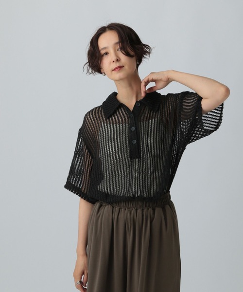 LEPSIM（レプシィム）の「メッシュポロ5分袖　574402（ポロシャツ・レディース・ネイビー/アイボリー/ブラック・FREE）」の3枚目の写真