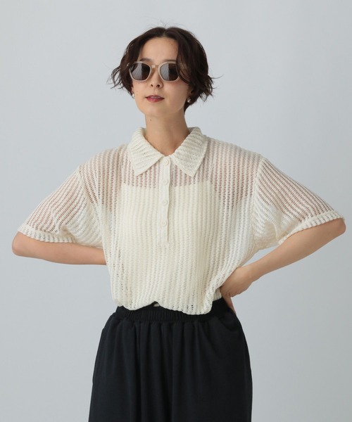 LEPSIM（レプシィム）の「メッシュポロ5分袖　574402（ポロシャツ・レディース・ネイビー/アイボリー/ブラック・FREE）」の19枚目の写真