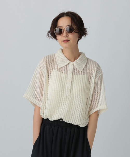 LEPSIM（レプシィム）の「メッシュポロ5分袖　574402（ポロシャツ・レディース・ネイビー/アイボリー/ブラック・FREE）」の20枚目の写真