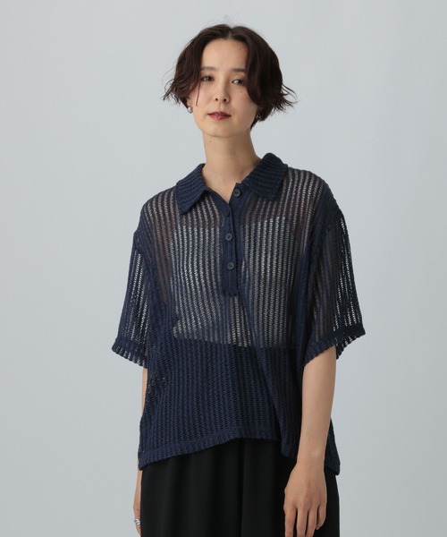 LEPSIM（レプシィム）の「メッシュポロ5分袖　574402（ポロシャツ・レディース・ネイビー/アイボリー/ブラック・FREE）」の5枚目の写真