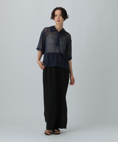 LEPSIM（レプシィム）の「メッシュポロ5分袖　574402（ポロシャツ・レディース・ネイビー/アイボリー/ブラック・FREE）」の8枚目の写真