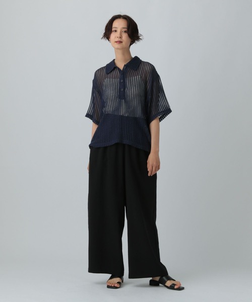 LEPSIM（レプシィム）の「メッシュポロ5分袖　574402（ポロシャツ・レディース・ネイビー/アイボリー/ブラック・FREE）」の9枚目の写真