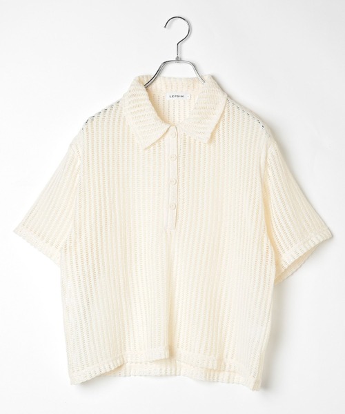 LEPSIM（レプシィム）の「メッシュポロ5分袖　574402（ポロシャツ・レディース・ネイビー/アイボリー/ブラック・FREE）」の10枚目の写真