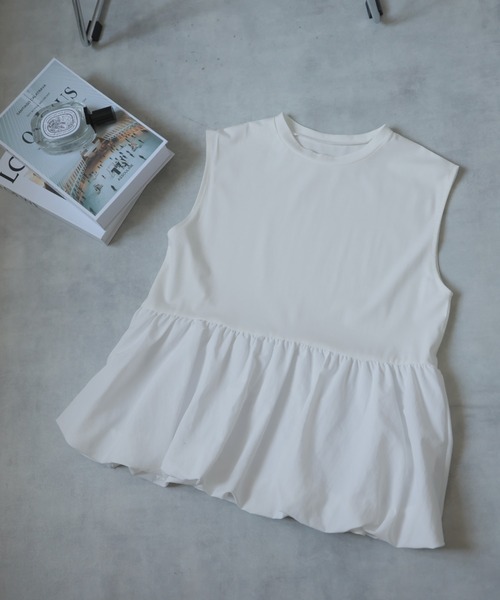 Girly Doll(ガーリードール)の「バルーンペプラムフレンチTシャツ(タンクトップ・レディース・ブラック/オフホワイト/チャコール・M)」の20枚目の写真