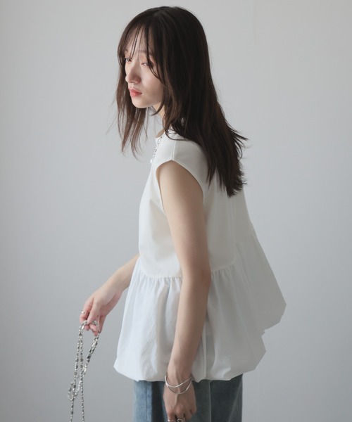 Girly Doll(ガーリードール)の「バルーンペプラムフレンチTシャツ(タンクトップ・レディース・ブラック/オフホワイト/チャコール・M)」の10枚目の写真