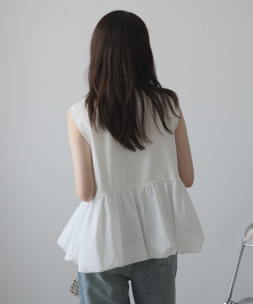 Girly Doll(ガーリードール)の「バルーンペプラムフレンチTシャツ(タンクトップ・レディース・ブラック/オフホワイト/チャコール・M)」の11枚目の写真