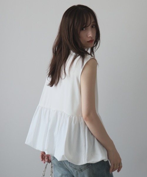 Girly Doll(ガーリードール)の「バルーンペプラムフレンチTシャツ(タンクトップ・レディース・ブラック/オフホワイト/チャコール・M)」の13枚目の写真