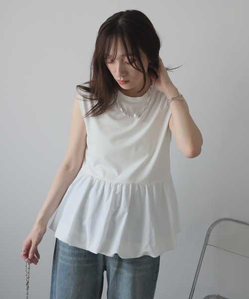 Girly Doll(ガーリードール)の「バルーンペプラムフレンチTシャツ(タンクトップ・レディース・ブラック/オフホワイト/チャコール・M)」の18枚目の写真