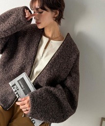 Classical Evon(クラシカルエヴォン)の【Classical Evon】上品さと抜け感を兼ね備えた、大人のためのアウター。軽やかブークレノーカラージャケット(ノーカラージャケット)