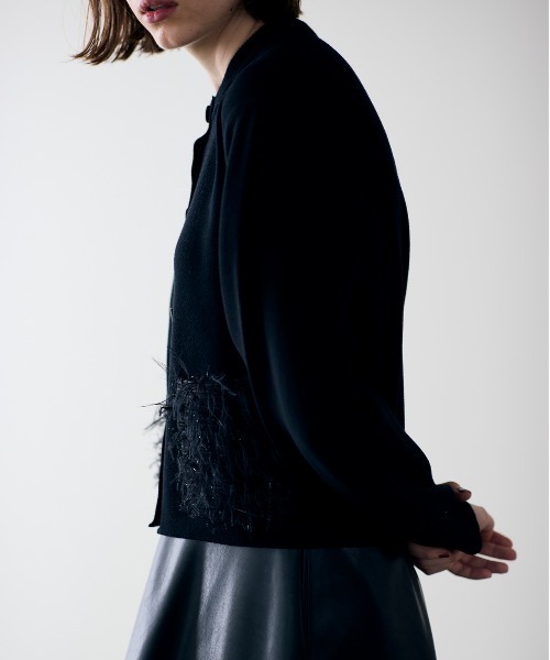 Marilyn Moon(マリリンムーン)の「【SOI-MeME】sheer fringe cocoon cardigan(カーディガン/ボレロ・レディース・チャコール/アイボリー/ブラック・FREE)」の10枚目の写真