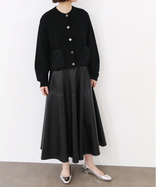 Marilyn Moon(マリリンムーン)の「【SOI-MeME】sheer fringe cocoon cardigan(カーディガン/ボレロ・レディース・チャコール/アイボリー/ブラック・FREE)」の22枚目の写真