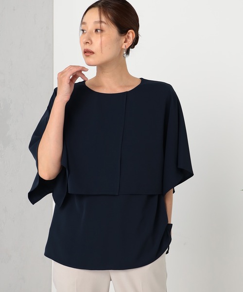 GALLORIA（ギャローリア）の「接触冷感　ケープ風ブラウス（シャツ/ブラウス・レディース・ネイビー/ライラック/ライトグレー・S/M/L/LL）」の3枚目の写真
