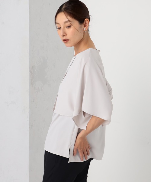 GALLORIA（ギャローリア）の「接触冷感　ケープ風ブラウス（シャツ/ブラウス・レディース・ネイビー/ライラック/ライトグレー・S/M/L/LL）」の4枚目の写真