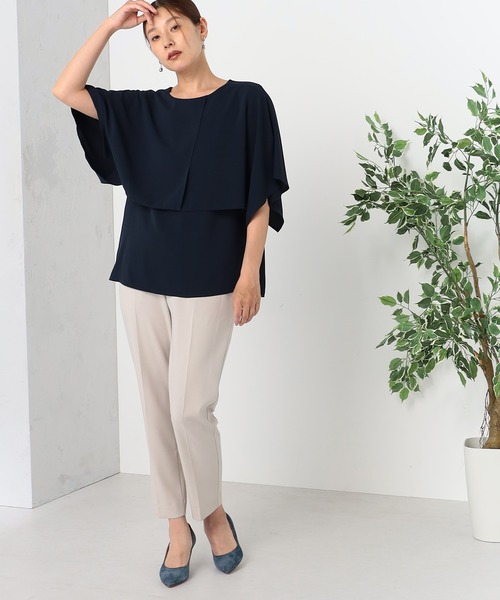GALLORIA（ギャローリア）の「接触冷感　ケープ風ブラウス（シャツ/ブラウス・レディース・ネイビー/ライラック/ライトグレー・S/M/L/LL）」の8枚目の写真