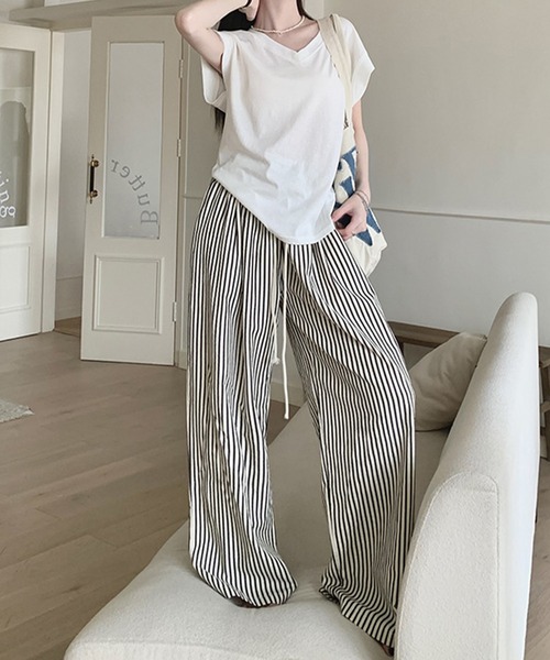 by LEGNA(バイレグナ)の「ストライプセミワイドイージーパンツ(その他パンツ・レディース・ブラック×ホワイト/ブラック/ブラック×グレー/ホワイト×ブラック・X-LARGE/LARGE/MEDIUM)」の6枚目の写真
