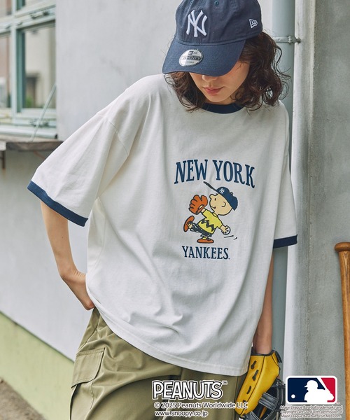 MLB  刺繍ロゴ　ベースボールシャツ セール】【PEANUT×MLB】ピーナッツ×メジャーリーグベースボール
