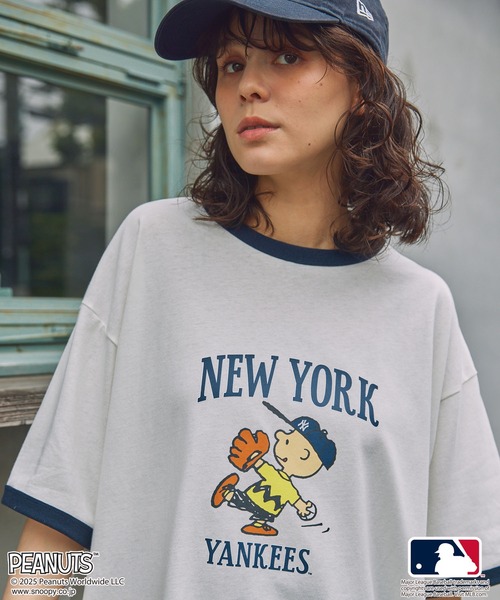 BASEBALL SHIRT Mサイズ　レオプロデュース PEANUT×MLB】ピーナッツ×メジャーリーグベースボール 別注