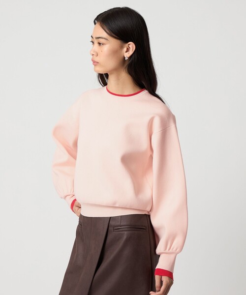 EMMEL REFINES（エメルリファインズ）の「＜EMMEL REFINES＞EM スウェットライク クルーネック ニットプルオーバー（ニット/セーター・レディース・ナチュラル/ライトピンク/ブラック・FREE）」の3枚目の写真