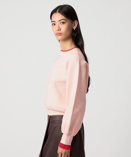 EMMEL REFINES（エメルリファインズ）の「＜EMMEL REFINES＞EM スウェットライク クルーネック ニットプルオーバー（ニット/セーター・レディース・ナチュラル/ライトピンク/ブラック・FREE）」の5枚目の写真