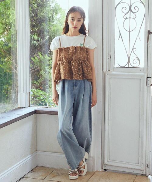 earth music&ecology(アースミュージックアンドエコロジー)の「キラキラフラワー刺繍ビスチェ(ベスト・レディース・ブラック/ブラウン/アイボリー・FREE)」の8枚目の写真