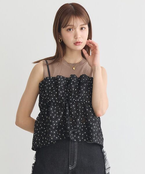 earth music&ecology(アースミュージックアンドエコロジー)の「キラキラフラワー刺繍ビスチェ(ベスト・レディース・ブラック/ブラウン/アイボリー・FREE)」の15枚目の写真