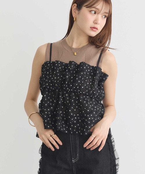 earth music&ecology(アースミュージックアンドエコロジー)の「キラキラフラワー刺繍ビスチェ(ベスト・レディース・ブラック/ブラウン/アイボリー・FREE)」の5枚目の写真