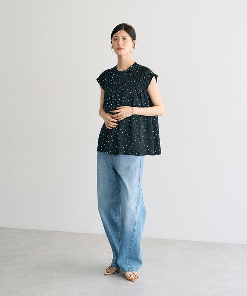 YECCA VECCA（イェッカヴェッカ）の「ドット柄ギャザーブラウス（シャツ/ブラウス・レディース・ブラック/チャコールグレー/キャメル・FREE）」の17枚目の写真