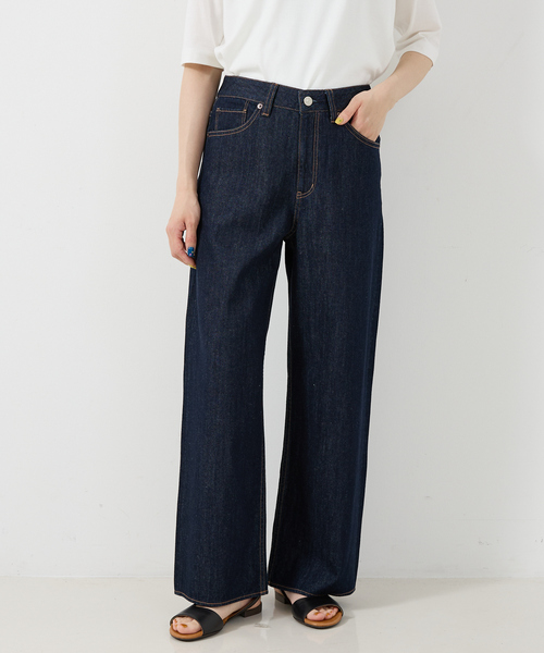 collex(コレックス)の「定番人気!美シルエット セミワイドデニム2(デニムパンツ・レディース・ホワイト/ネイビー/ブルー・1/2/3)」の3枚目の写真
