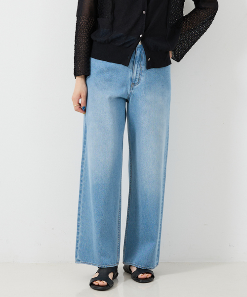 collex(コレックス)の「定番人気!美シルエット セミワイドデニム2(デニムパンツ・レディース・ホワイト/ネイビー/ブルー・1/2/3)」の1枚目の写真