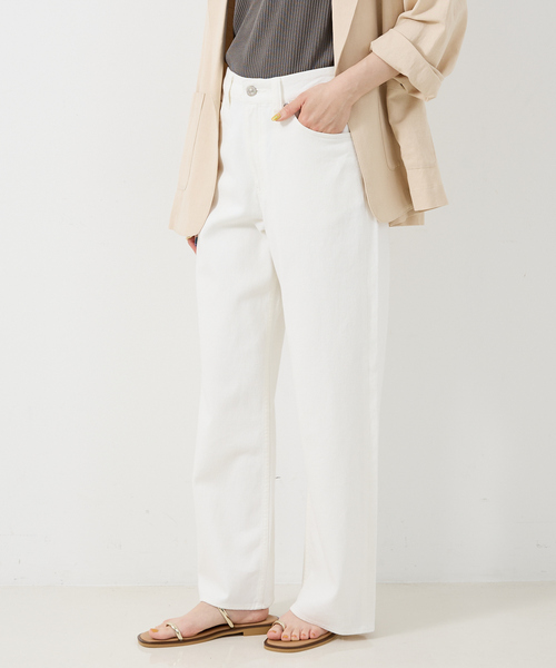 collex(コレックス)の「定番人気!美シルエット セミワイドデニム2(デニムパンツ・レディース・ホワイト/ネイビー/ブルー・1/2/3)」の5枚目の写真