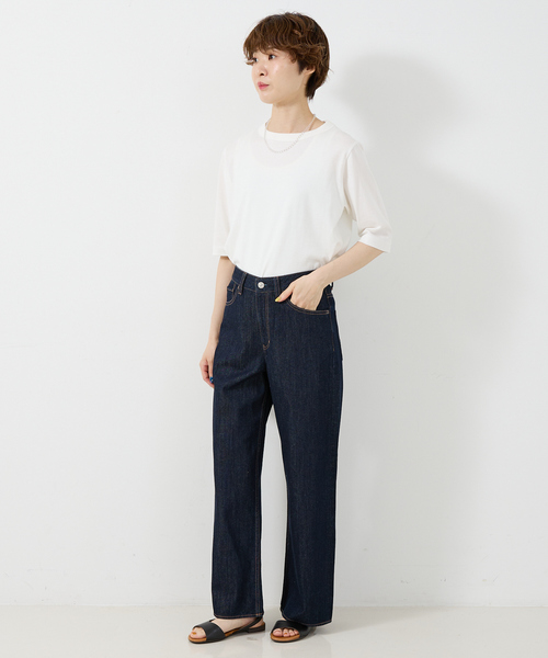 collex(コレックス)の「定番人気!美シルエット セミワイドデニム2(デニムパンツ・レディース・ホワイト/ネイビー/ブルー・1/2/3)」の7枚目の写真