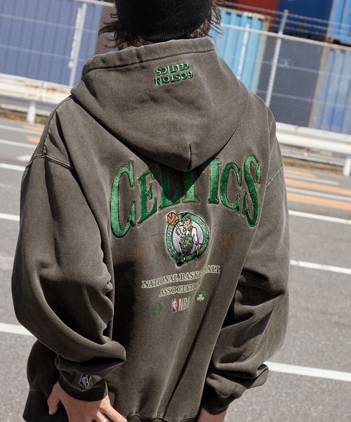 NBAチームロゴ刺繍 ブラックパーカー NBA パーカー 「NBA」別注チームロゴパーカー メンズ レディース