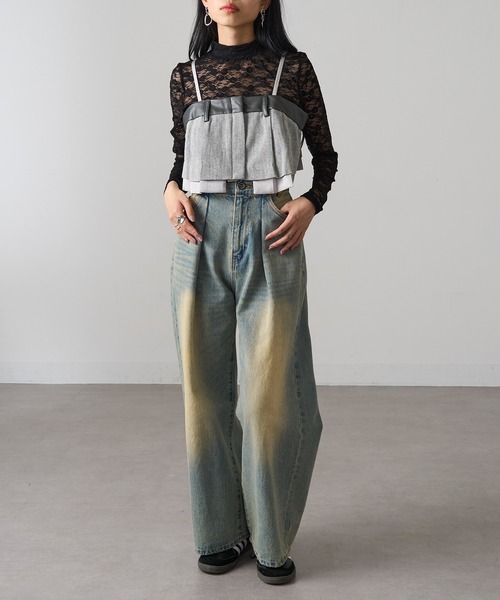 MAGASIN DE MODE Onjna(マガジンデモードオンジェナ )の「【MAGASIN DE MODE Onjna】バリアスパターンビスチェ ツイード フェイクレザー trc(キャミソール・レディース・ブラウン/ブラック/グレー・FREE)」の7枚目の写真