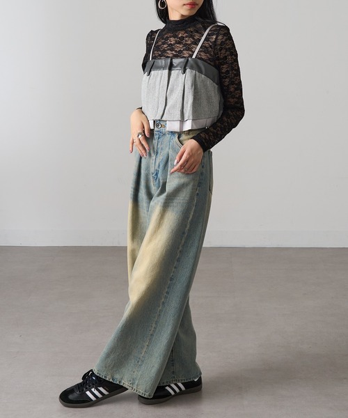 MAGASIN DE MODE Onjna(マガジンデモードオンジェナ )の「【MAGASIN DE MODE Onjna】バリアスパターンビスチェ ツイード フェイクレザー trc(キャミソール・レディース・ブラウン/ブラック/グレー・FREE)」の8枚目の写真
