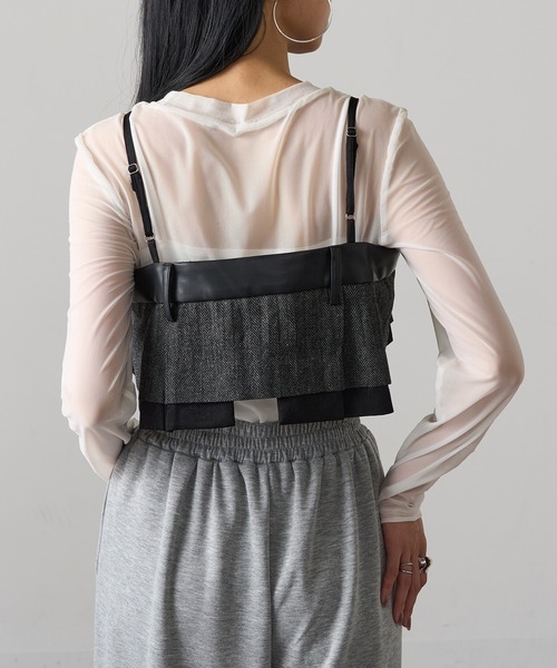 MAGASIN DE MODE Onjna(マガジンデモードオンジェナ )の「【MAGASIN DE MODE Onjna】バリアスパターンビスチェ ツイード フェイクレザー trc(キャミソール・レディース・ブラウン/ブラック/グレー・FREE)」の13枚目の写真