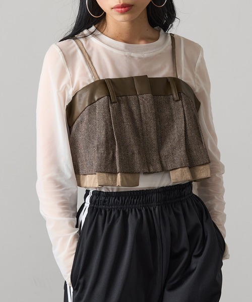 MAGASIN DE MODE Onjna(マガジンデモードオンジェナ )の「【MAGASIN DE MODE Onjna】バリアスパターンビスチェ ツイード フェイクレザー trc(キャミソール・レディース・ブラウン/ブラック/グレー・FREE)」の17枚目の写真