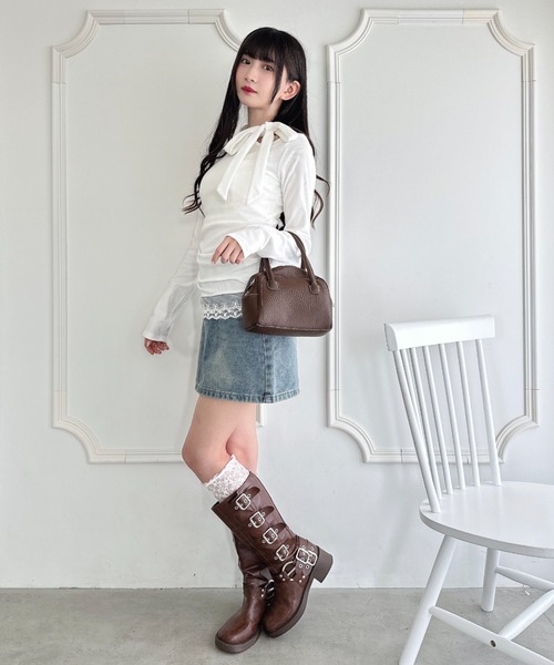 Loueme(ルエム)の「裾レースリボンリブトップス(Tシャツ/カットソー・レディース・グレー/アイボリー・FREE)」の12枚目の写真