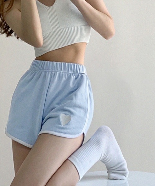 Miniministore(ミニミニストア)の「ハートポイントショートパンツ 夏服部屋着(スウェットパンツ・レディース・ブルー/グレー/ホワイト/ブラック・FREE)」の10枚目の写真