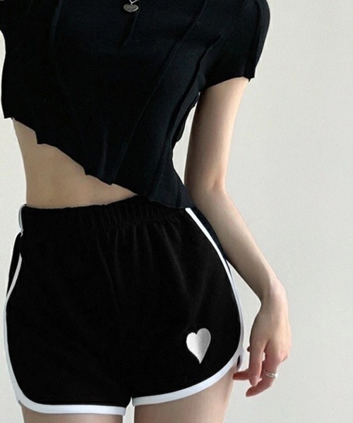 Miniministore(ミニミニストア)の「ハートポイントショートパンツ 夏服部屋着(スウェットパンツ・レディース・ブルー/グレー/ホワイト/ブラック・FREE)」の22枚目の写真