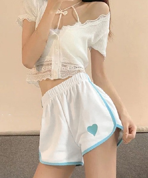Miniministore(ミニミニストア)の「ハートポイントショートパンツ 夏服部屋着(スウェットパンツ・レディース・ブルー/グレー/ホワイト/ブラック・FREE)」の20枚目の写真