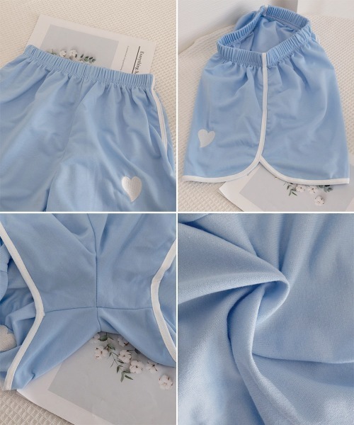 Miniministore(ミニミニストア)の「ハートポイントショートパンツ 夏服部屋着(スウェットパンツ・レディース・ブルー/グレー/ホワイト/ブラック・FREE)」の7枚目の写真