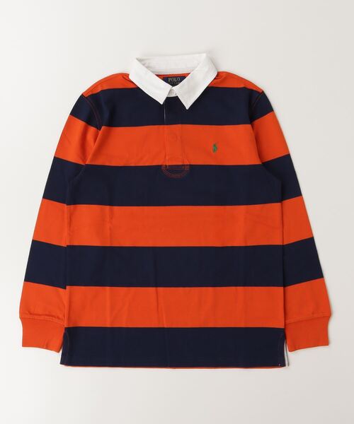 POLO RALPH LAUREN CHILDRENSWEAR（ポロ ラルフ ローレン チルドレンズウェア）の「ストライプド コットン ジャージー ラグビー シャツ（ポロシャツ・キッズ・オレンジ・M/L/XL/S）」の3枚目の写真