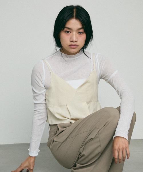 NUJOH（ヌゾ）の「Sheer Rib High Neck Top / シアーリブハイネックトップス（Tシャツ/カットソー・レディース・ブラック/アイボリー・FREE）」の15枚目の写真