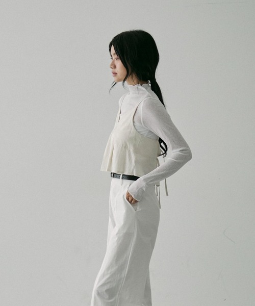NUJOH（ヌゾ）の「Sheer Rib High Neck Top / シアーリブハイネックトップス（Tシャツ/カットソー・レディース・ブラック/アイボリー・FREE）」の19枚目の写真