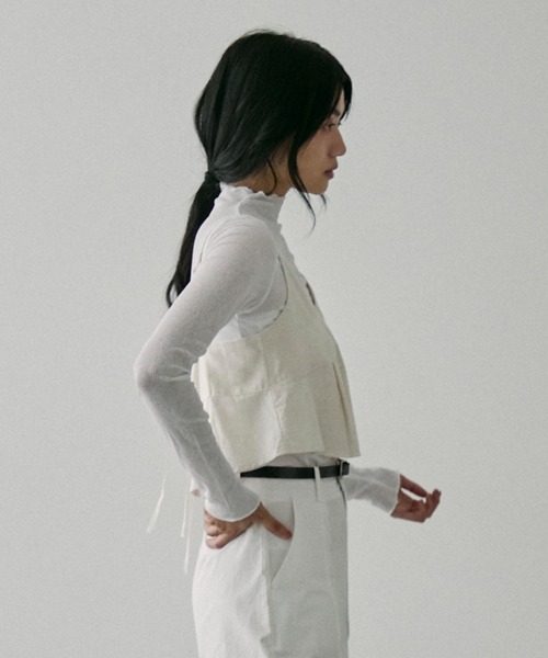 NUJOH（ヌゾ）の「Sheer Rib High Neck Top / シアーリブハイネックトップス（Tシャツ/カットソー・レディース・ブラック/アイボリー・FREE）」の20枚目の写真