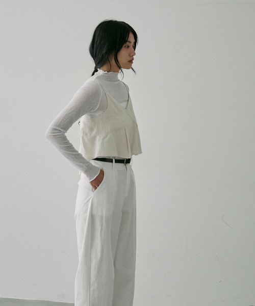 NUJOH（ヌゾ）の「Sheer Rib High Neck Top / シアーリブハイネックトップス（Tシャツ/カットソー・レディース・ブラック/アイボリー・FREE）」の21枚目の写真
