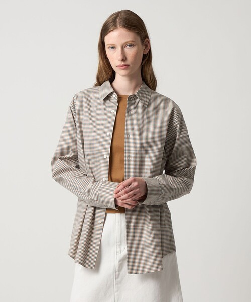 美品 Steven Alan BOLD FIT コットンシルク チェックシャツ Steven Alan＞ コットン/シルク/リネン チェック レギュラー